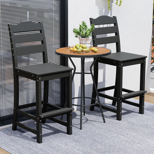 30 Inches HDPE Bar Stool With Backrest, Footrest, Black Patio Bar Furniture Black at Gallery Canada