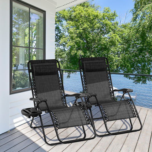 Outdoor Folding Zero Gravity Reclining Lounge Chair, Gray Beach & Lawn Chairs Gray at Gallery Canada