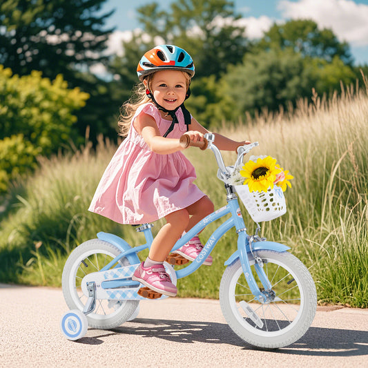 14 Inch Kids Bike, Adjustable Handlebar Seat, Light Blue Kids Bike Light Blue at Gallery Canada