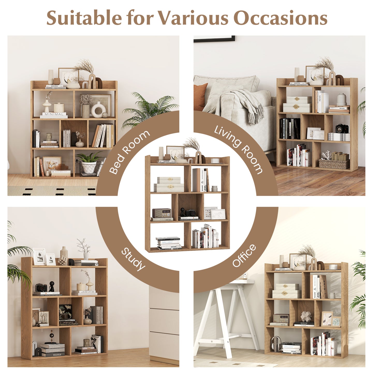 7 Cubes Open-Back Bookshelf, Anti-Toppling Devices, Natural Bookcases at Gallery Canada