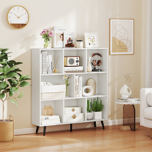 8-Cube Bookcase, 5 Tapered Metal Legs, White Bookcases White at Gallery Canada