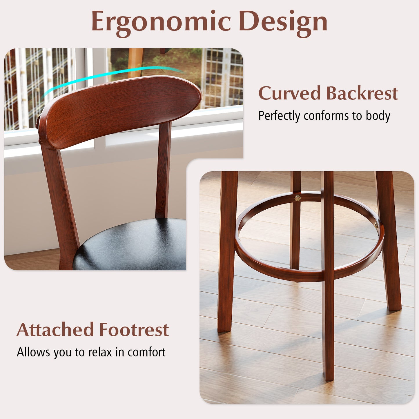 Set of 2 29 Inch Modern Armless Upholstered Dining Chairs, Walnut Dining Chairs at Gallery Canada