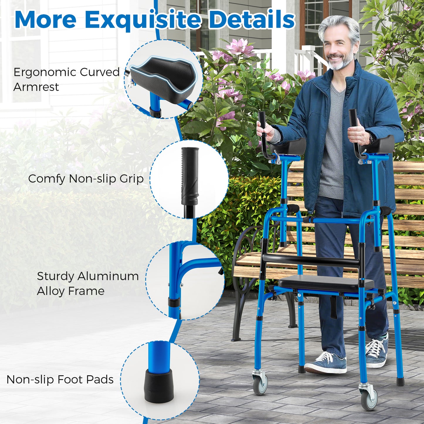 Versatile Rolling Walker For Rehabilitation Training, Navy Walkers & Rollators at Gallery Canada