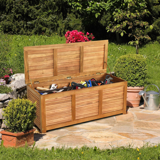 46 Gallon Acacia Wood Storage Bench, Natural Sheds & Outdoor Storage Natural at Gallery Canada