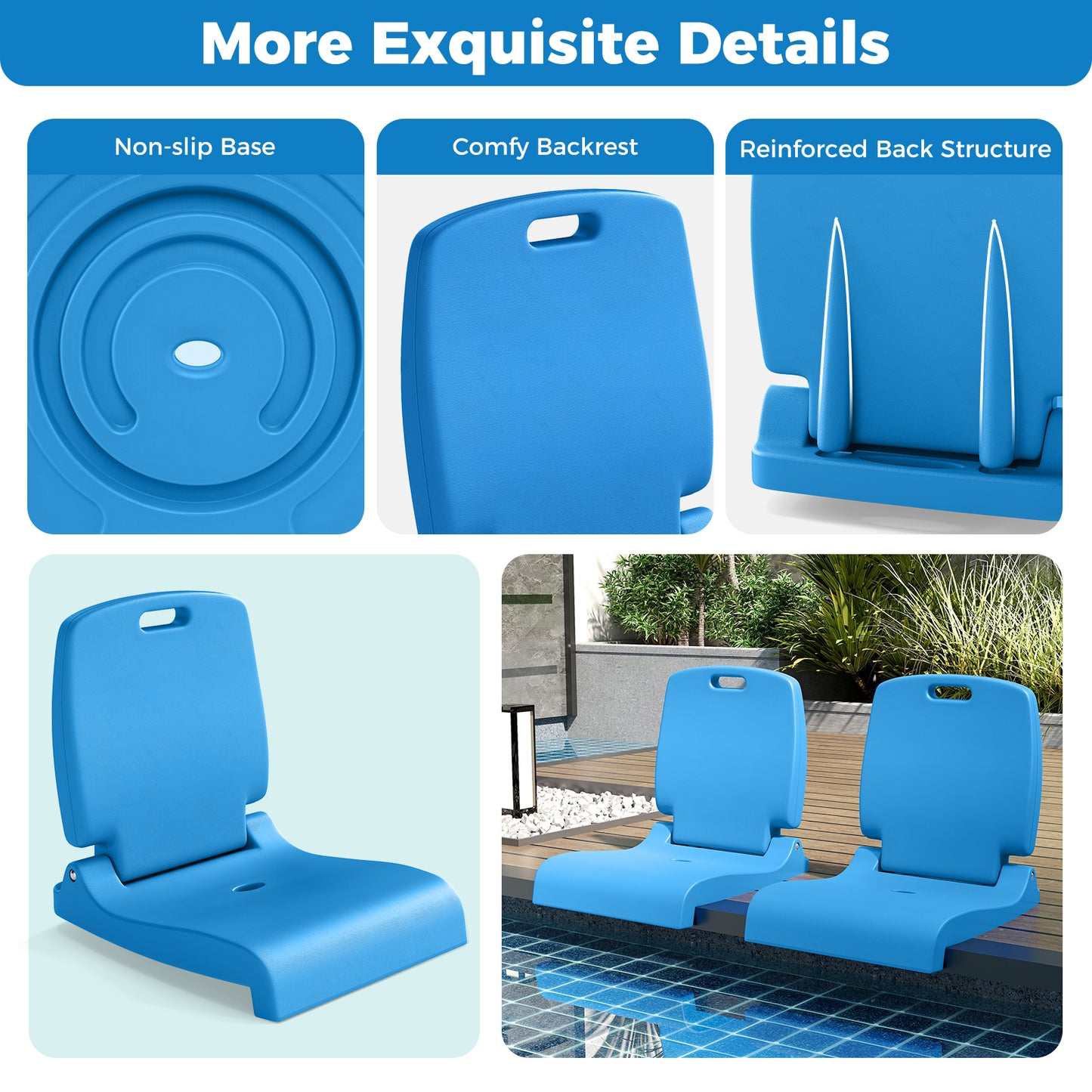 Foldable Outdoor Pool Chair, With Handle And Back Support, Blue Beach & Lawn Chairs at Gallery Canada