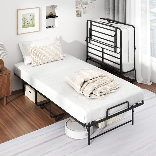 75 x 38 Inch Twin Size Folding Bed With Mattress, Rolling Guest Bed Folding Beds Options at Gallery Canada