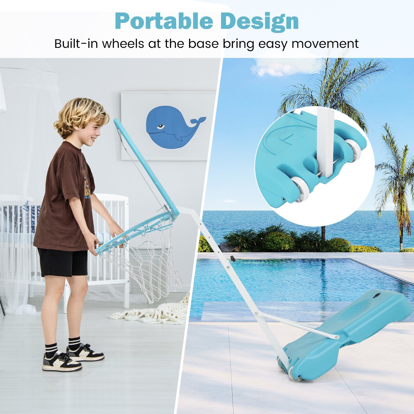 Pool Basketball Hoop Poolside Portable Basketball Goal with Shatterproof Backboard, White Sport Equipments at Gallery Canada