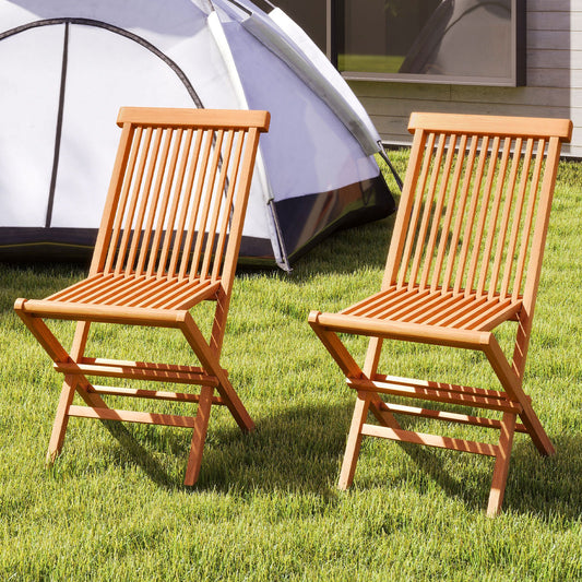 Teak Wood Patio Chairs Set Of 2, Natural Patio Dining Chairs Natural at Gallery Canada