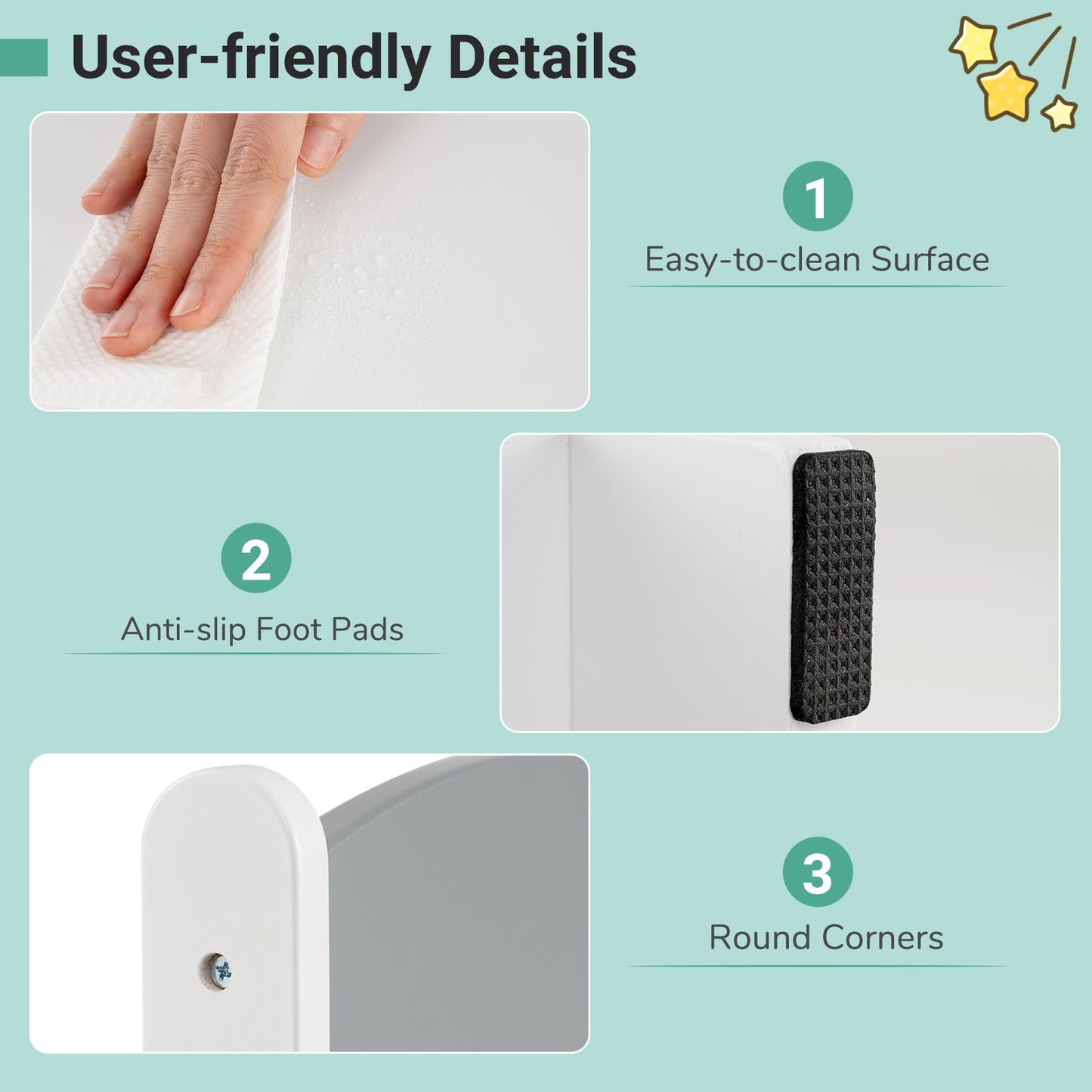 Kids Table And 2 Chairs Set, Removable Storage Drawers, White, Gray