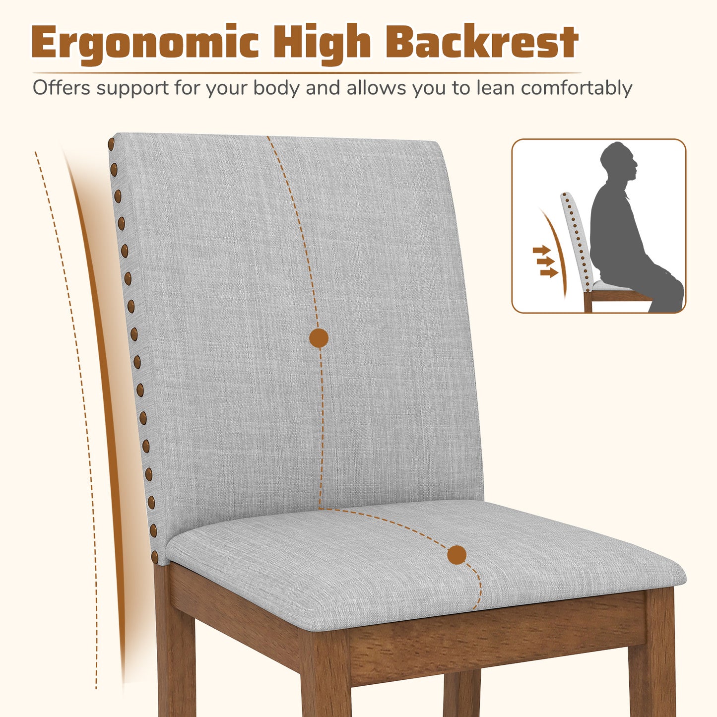 Set Of 2 Upholstered Dining Chairs, Padded Seat, Walnut Dining Chairs at Gallery Canada