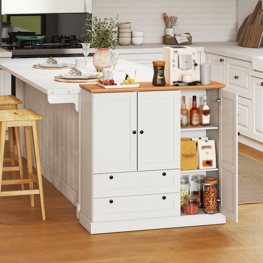 47.5 Inch Freestanding Kitchen Cabinet, 3 Doors, 2 Large Drawers, White Sideboards Cabinets & Buffets White at Gallery Canada