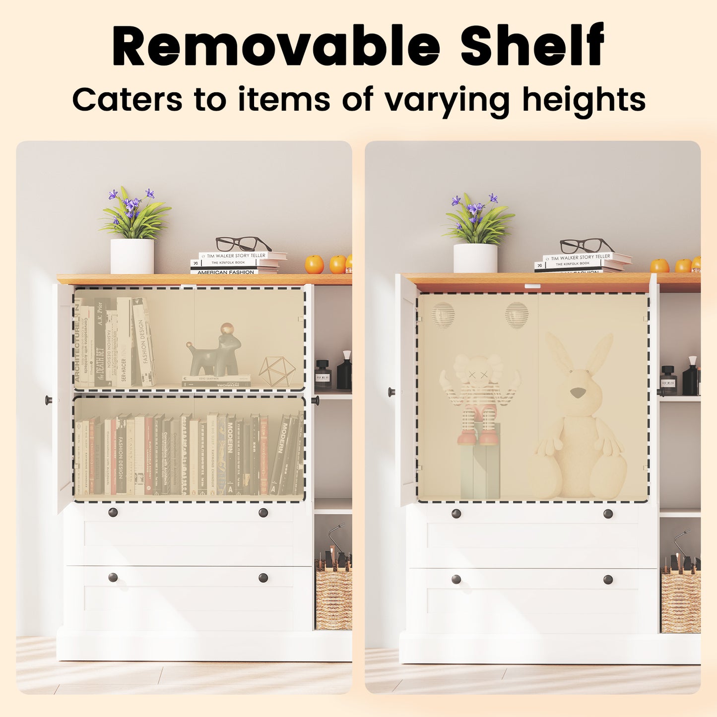 47.5 Inch Kitchen Freestanding Storage Cabinet with 3 Doors and 2 Large Drawers, White Sideboards Cabinets & Buffets at Gallery Canada