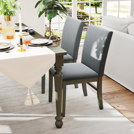 Upholstered Dining Chairs Set of 2 with Rubber Wood Legs and High Back, Gray Dining Chairs Gray at Gallery Canada