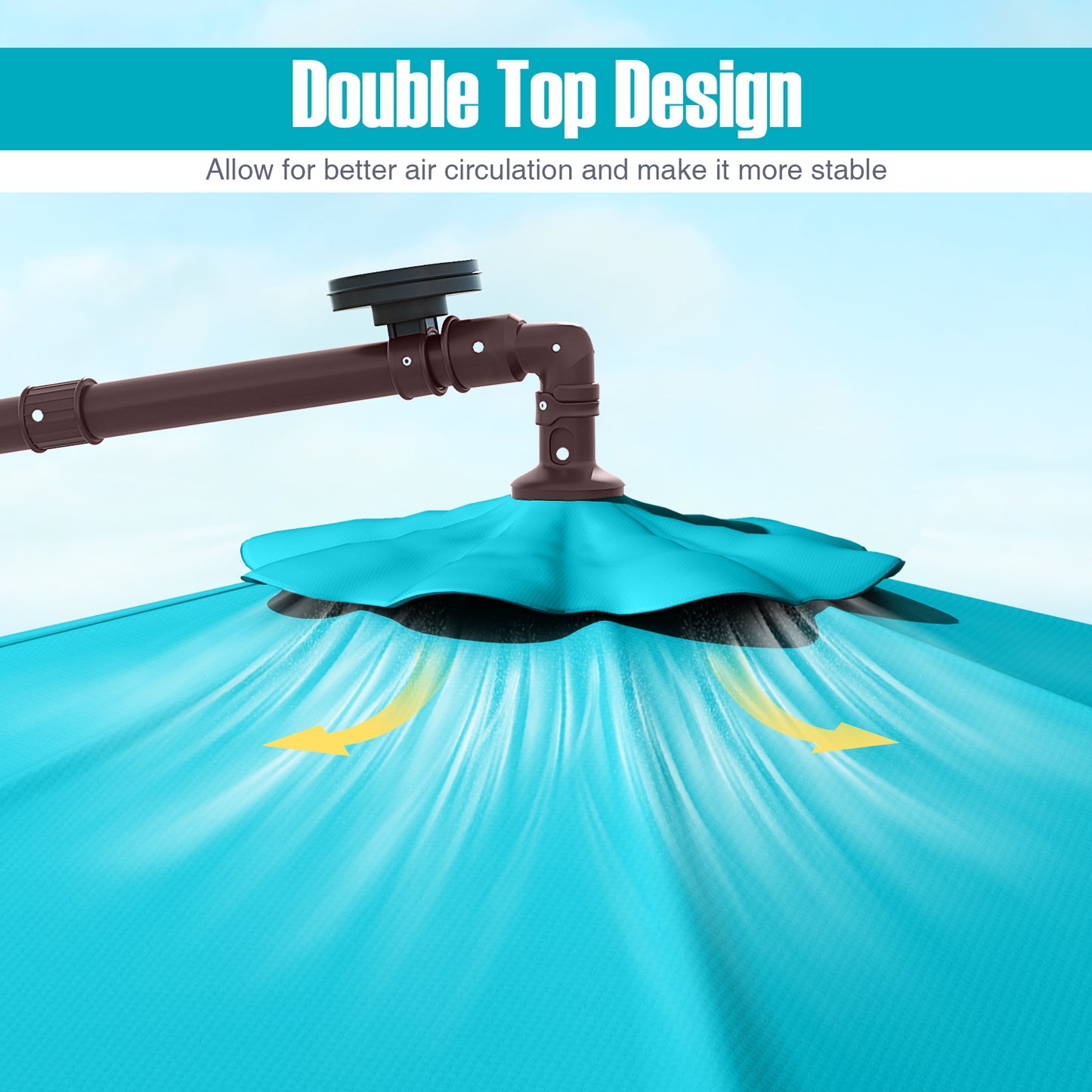10 Ft Offset Cantilever Patio Umbrella, 40 Solar Lights, Turquoise Outdoor Umbrellas at Gallery Canada