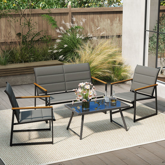 4-Piece Outdoor Conversation Patio Furniture Set, Gray Patio Conversation Sets Gray at Gallery Canada