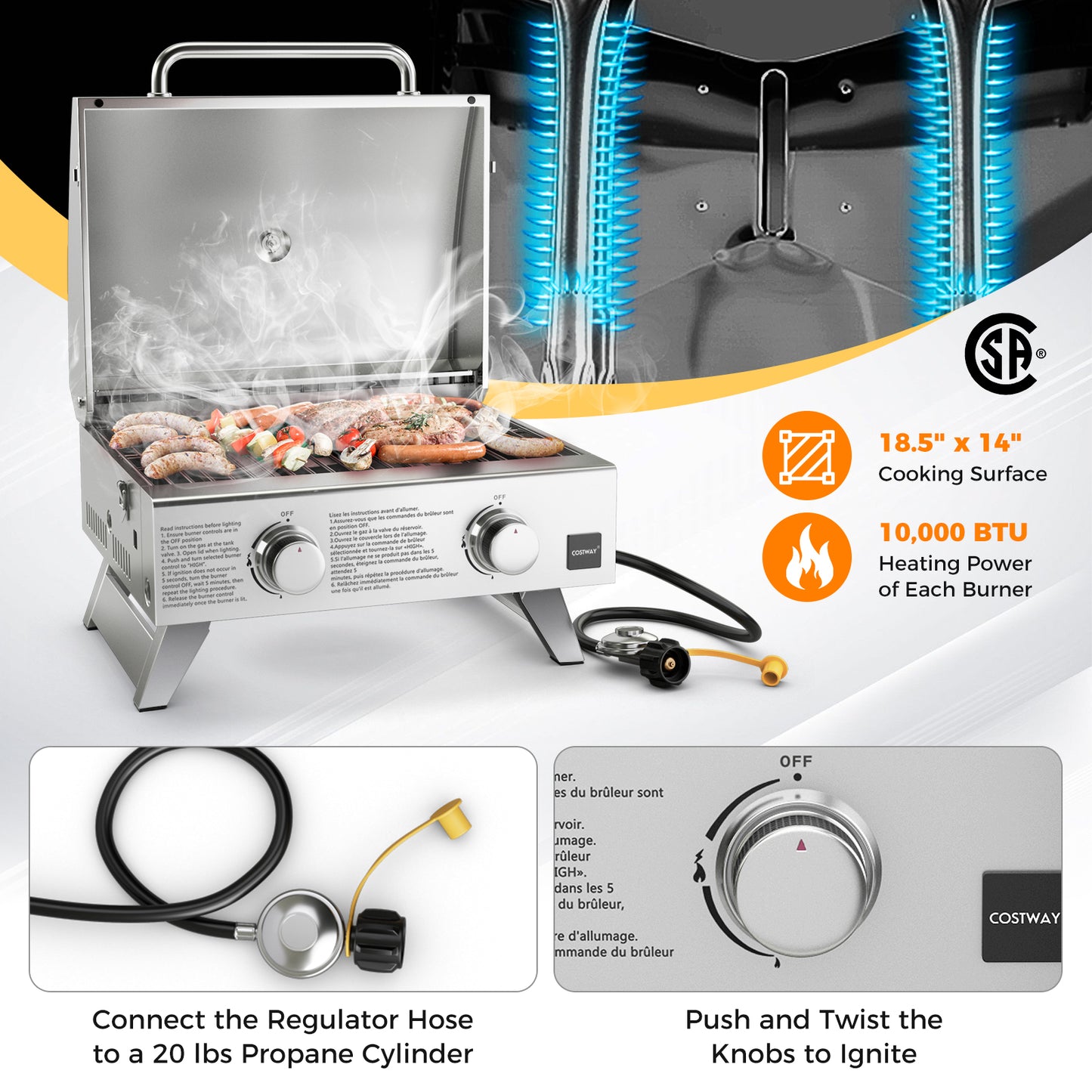 Stainless Steel Propane Grill With Lid, Silver Outdoor Grills at Gallery Canada