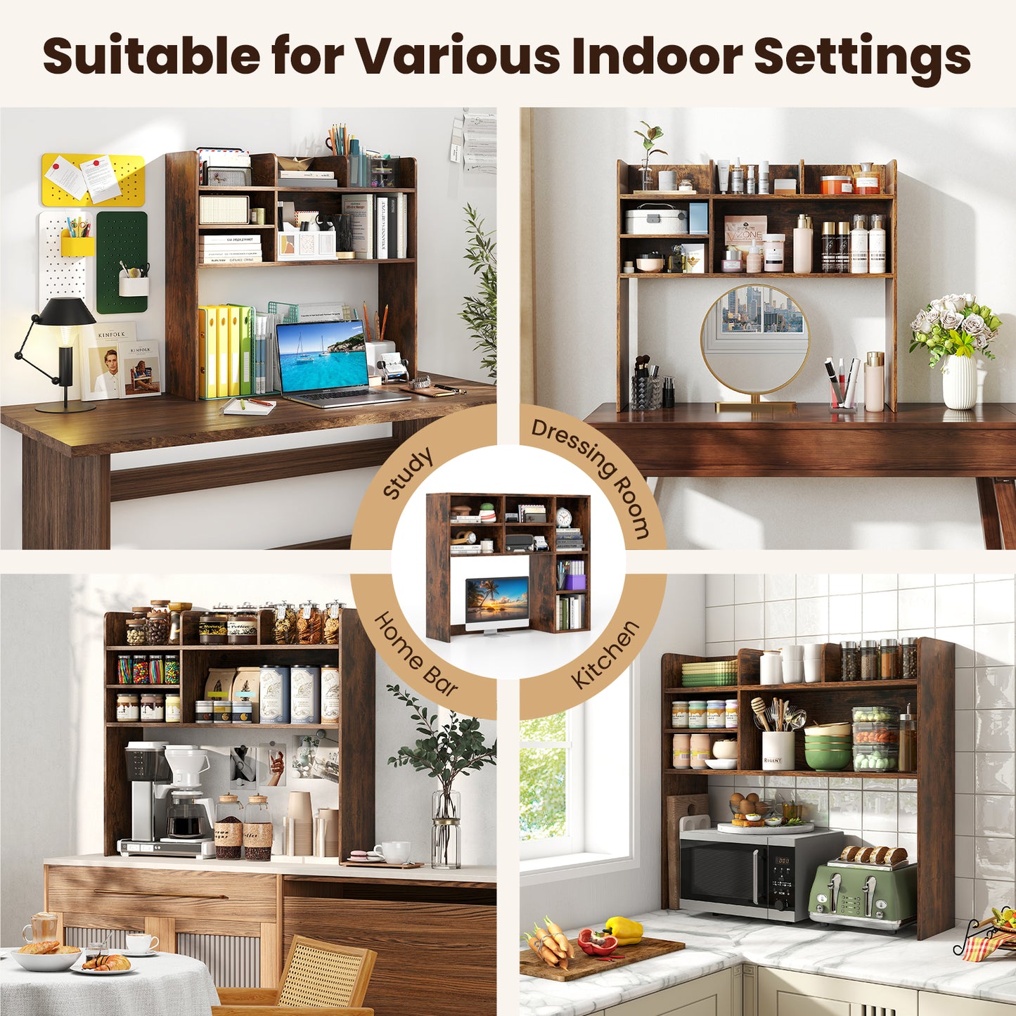 Desktop Bookshelf, 6 Shelves, Brown Bookcases at Gallery Canada