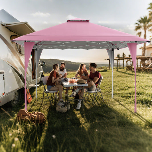 13 X 13 FT Pop Up Gazebo, Portable Bag, 8 Stakes, 4 Wind Ropes, Pink Gazebos Pink at Gallery Canada