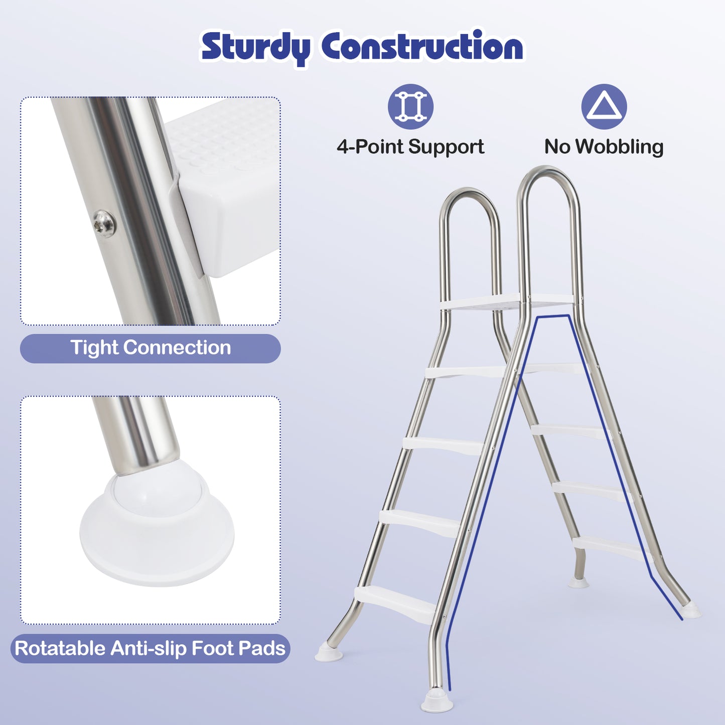 75.6" Above Ground Pool Ladder, 4-Step A-Frame, Silver Swimming Pools at Gallery Canada