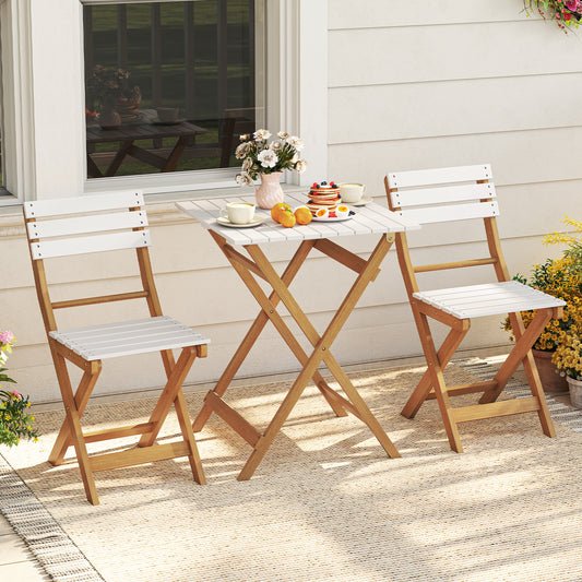3 Piece Folding Patio Bistro Set, Acacia Wood Chairs And Square Table Patio Conversation Sets Options at Gallery Canada