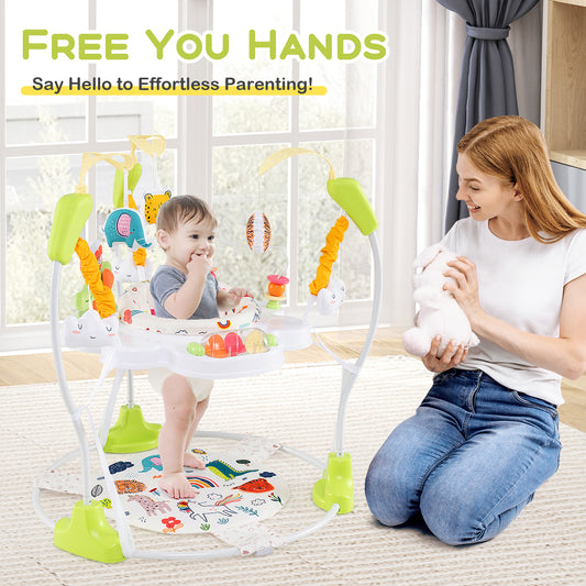 Centre d'activités pour bébé, Sauteur rebondissant réglable en hauteur avec jouets, Jaune