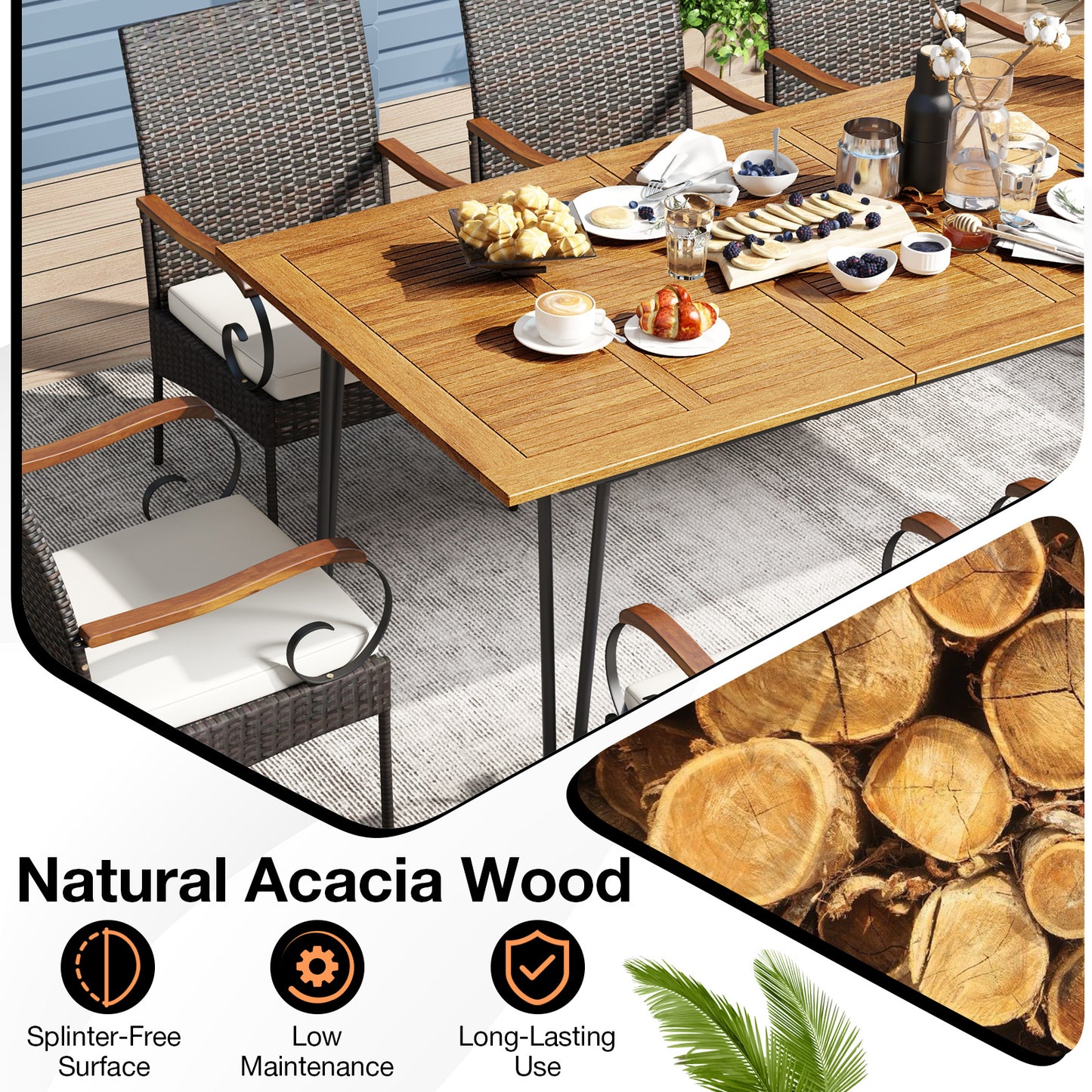 9 Piece Outdoor Patio Dining Set With Cushions, Umbrella Hole Patio Dining Sets at Gallery Canada