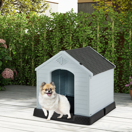 Dog House for Small Dogs Waterproof Plastic with Elevated Floor-S, Gray Dog Kennels Gray at Gallery Canada