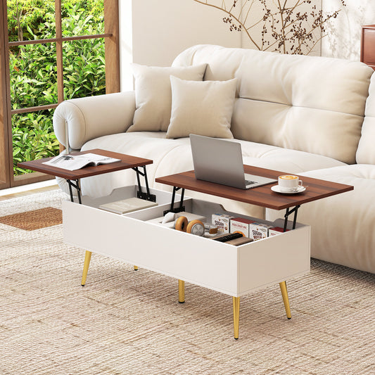47 Inch Lift Top Coffee Table, Walnut, 2 Hidden Compartments Coffee Tables Walnut at Gallery Canada