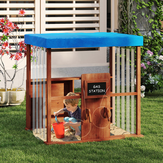 Station-service pour enfants avec pistolets de ravitaillement en carburant, à partir de 3 ans, marron