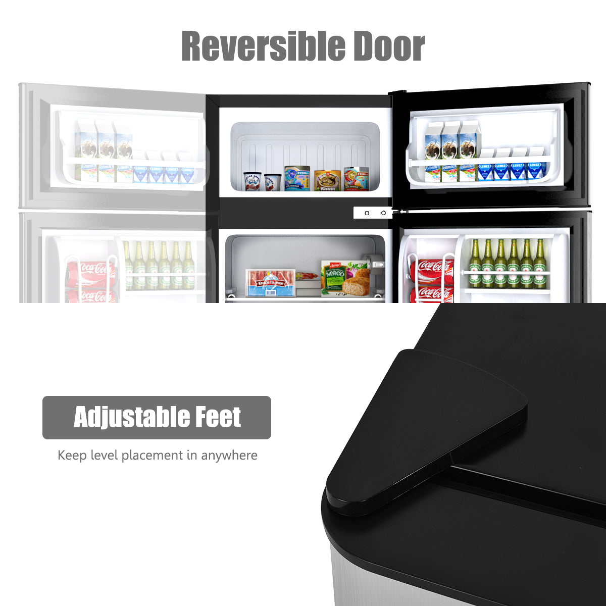 3.2 Cu Ft Compact Stainless Steel Refrigerator, Gray