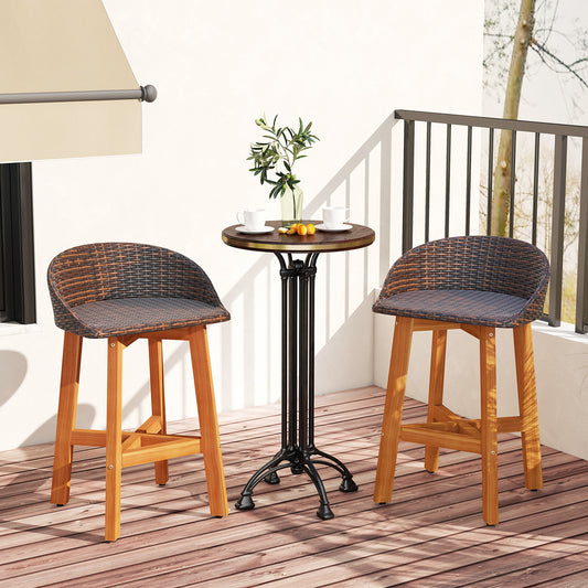 Faux Rattan Bar Chairs, Set of 2, Ergonomic Backrests, Brown Patio Dining Chairs Brown at Gallery Canada