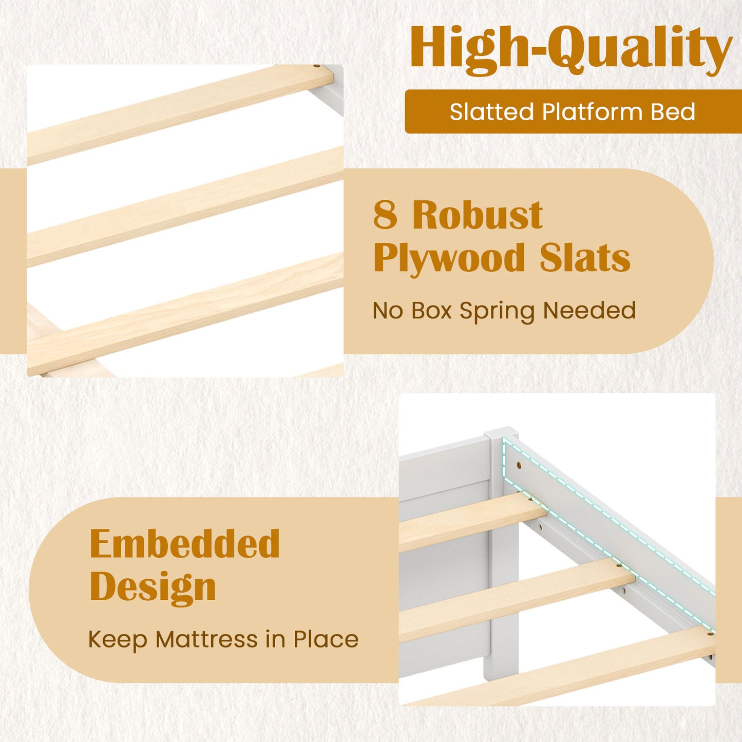 Full Size Wooden Bed Frame, 2 Rolling Storage Drawers, White Trundle Bed Frame at Gallery Canada