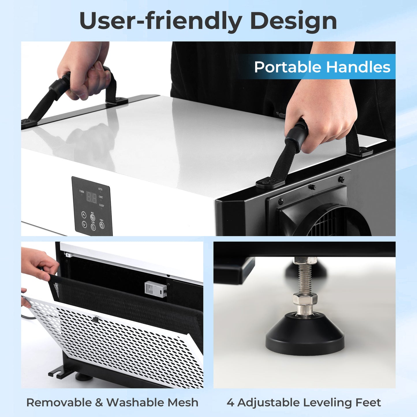 155 Pint Crawl Space Dehumidifier, 3 Modes, 24H Timer, White Dehumidifiers at Gallery Canada