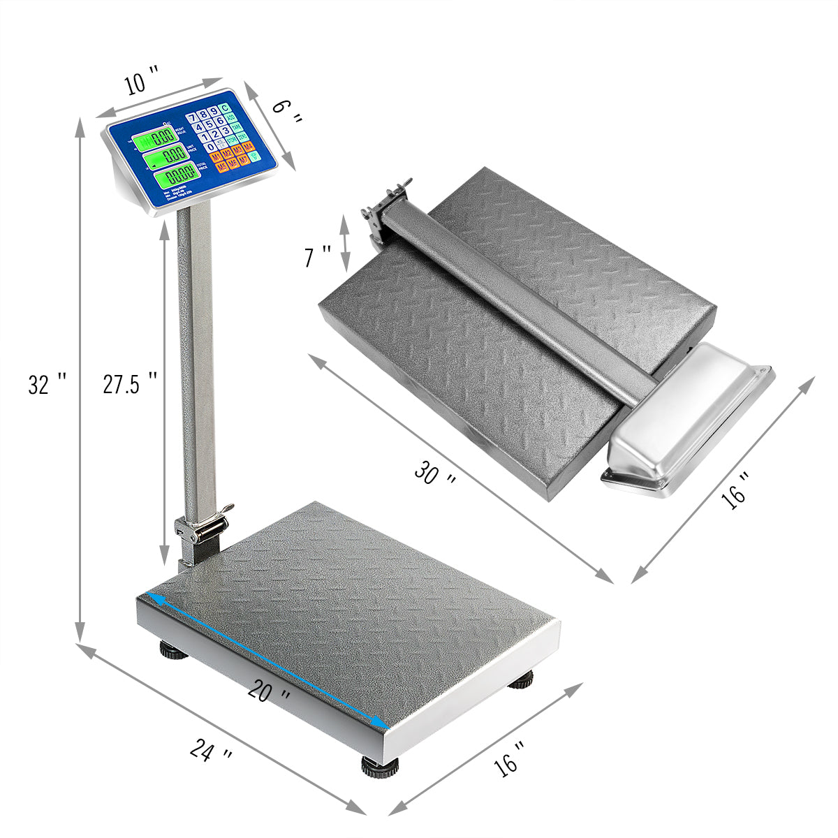 Digital Floor Folding Scale, 660 lbs, Silver Kitchen Tools at Gallery Canada