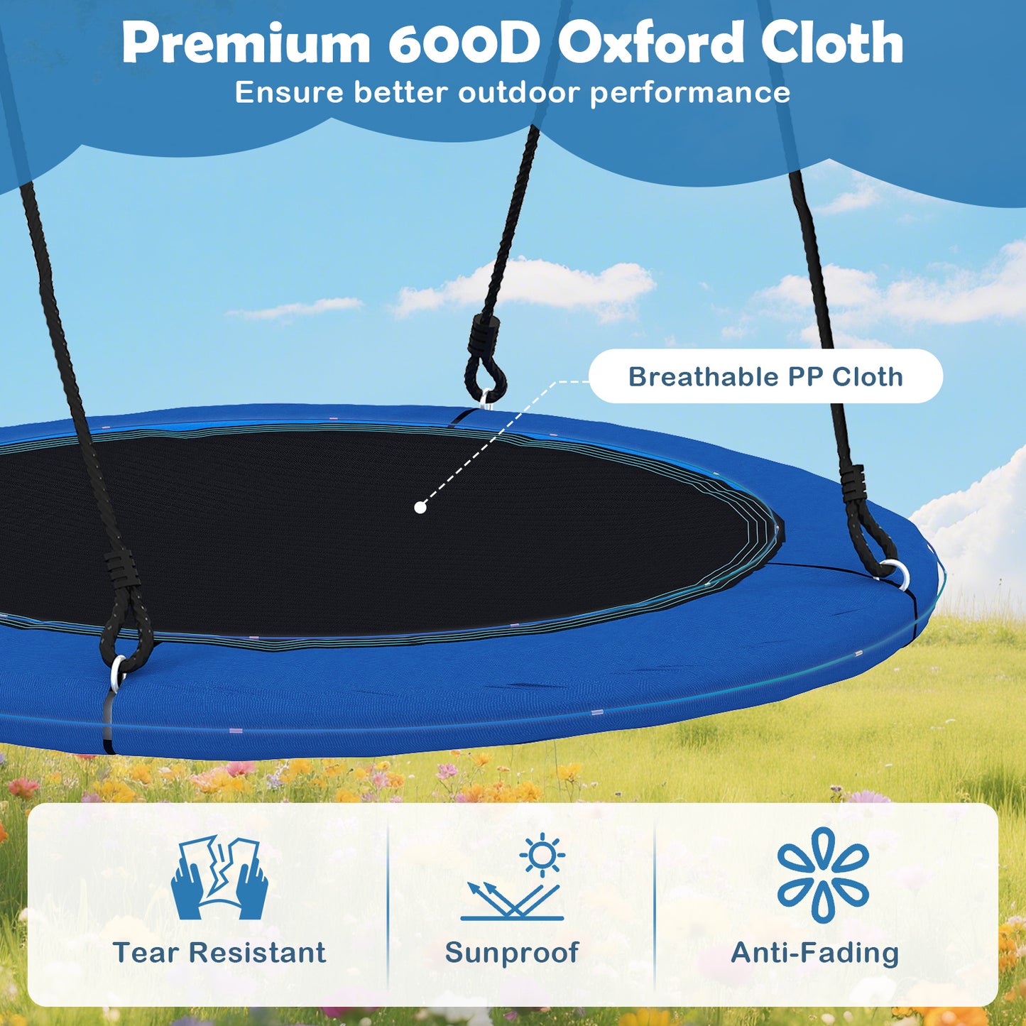 40 Inches Saucer Tree Swing With Lights, Blue Swing & Playsets at Gallery Canada