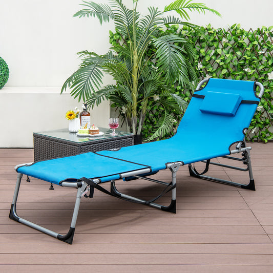 5-Position Outdoor Folding Chaise Lounge Chair, Blue Outdoor Seating & Patio Chairs Blue at Gallery Canada