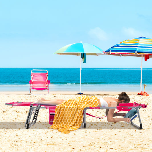 5-Position Outdoor Folding Chaise Lounge Chair, Rose Red Outdoor Seating & Patio Chairs Rose Red at Gallery Canada
