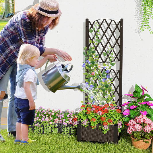 Raised Garden Bed With Trellis Planter Box, Brown Raised Garden Beds Brown at Gallery Canada