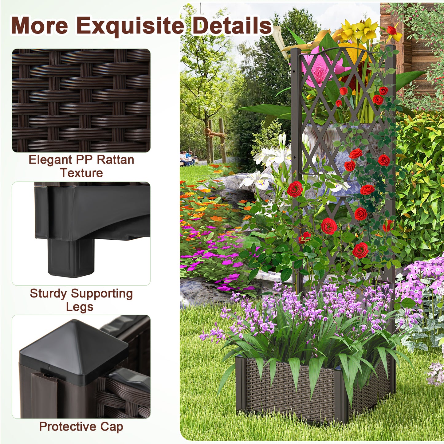 Raised Garden Bed With Trellis Planter Box, Brown Raised Garden Beds at Gallery Canada