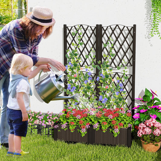 Raised Garden Bed With Trellis, Brown Raised Garden Beds Brown at Gallery Canada