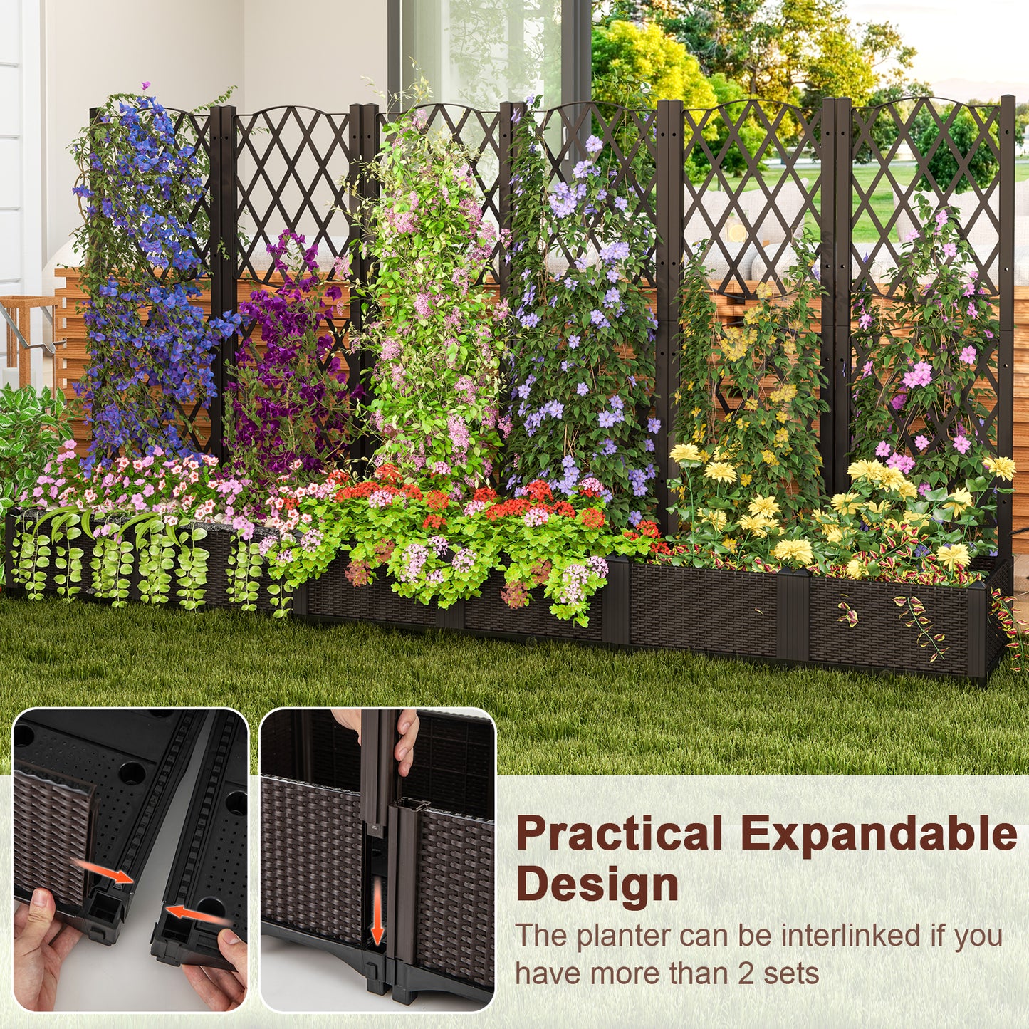 Raised Garden Bed with Trellis for Climbing Plants, Brown Raised Garden Beds at Gallery Canada