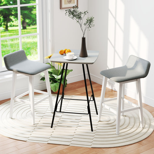 29 Inch Low-Back High-Top Chair, Padded Seat, Rubber Wood Legs, White Bar Stools White at Gallery Canada