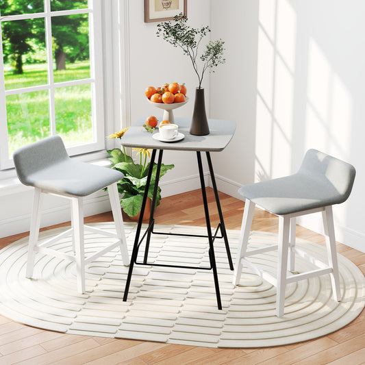 24 Inch Counter Height Bar Stools, Set of 2, Low Back, White Bar Stools White at Gallery Canada