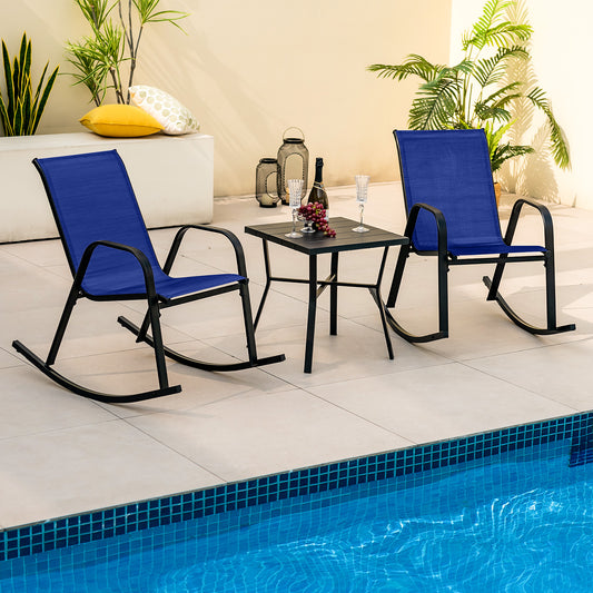 Metal Patio Rocking Chair Set, 2 Pack, Navy Patio Rocking Chairs & Gliders Navy at Gallery Canada