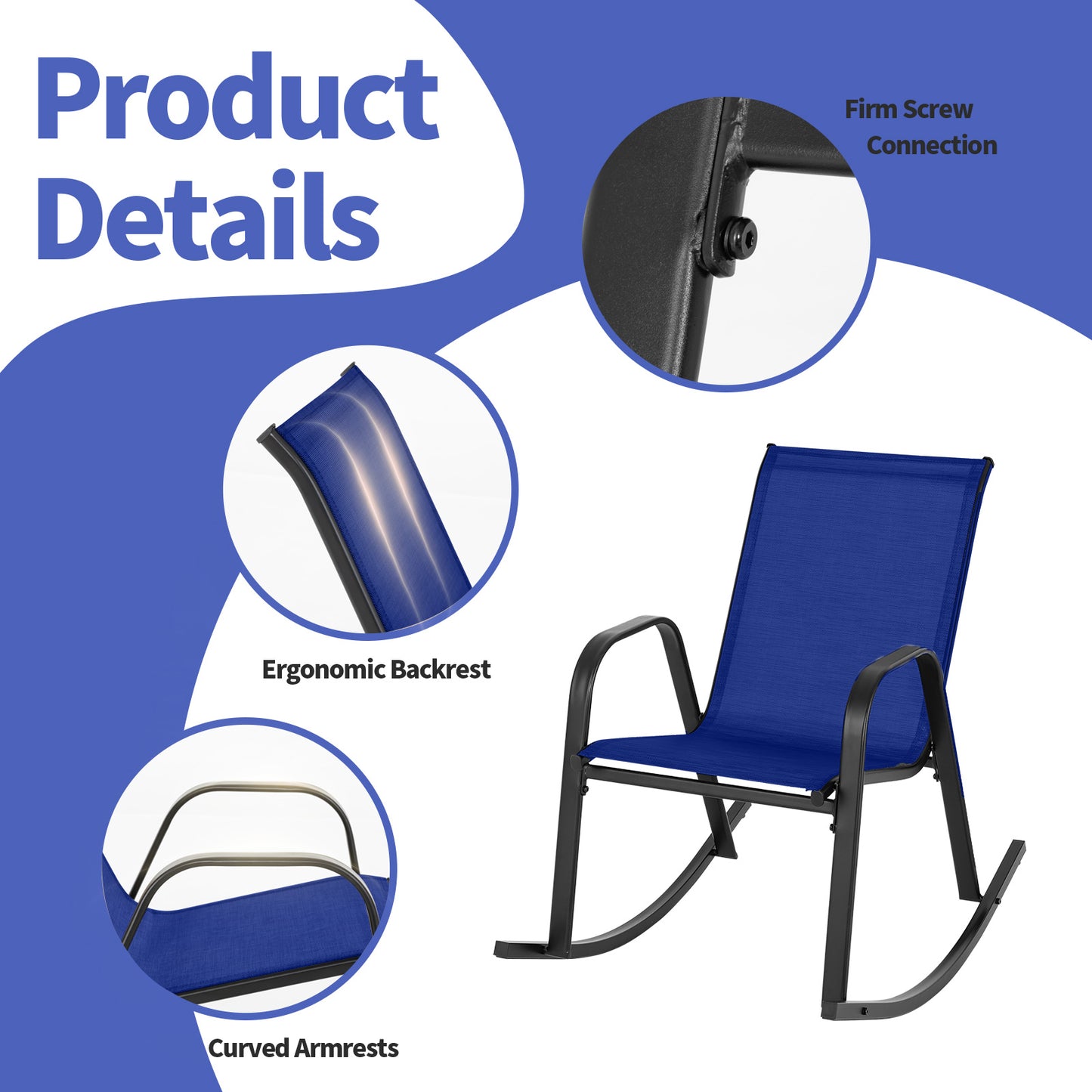 Metal Patio Rocking Chair Set, 2 Pack, Navy Patio Rocking Chairs & Gliders at Gallery Canada