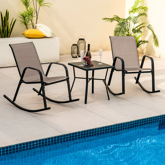 Set Of 2 Heavy-Duty Metal Patio Rocking Chair, Brown Patio Rocking Chairs & Gliders Brown at Gallery Canada