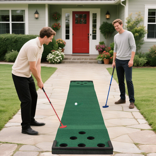 11 FT Putting Green Mat, 2 Adjustable Putters, 6 Balls, Green Golf Green at Gallery Canada
