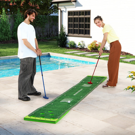 11 FT Putting Green Mat with 2 Adjustable Putters and 6 Balls, Green Golf Green at Gallery Canada