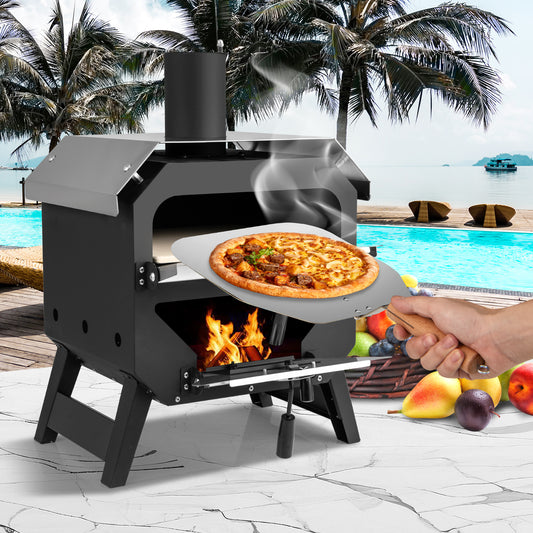 12 Inch Outdoor Pizza Oven with Pizza Stone for Patio Backyard Camping BBQ, Black Outdoor Grills Black at Gallery Canada