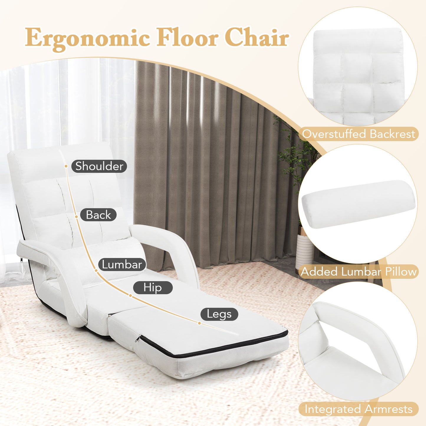Folding Lazy Floor Chair Sofa, White Floor Chairs at Gallery Canada